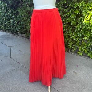 Orange Long Pleated Midi Skirt Ann Taylor Size 6
